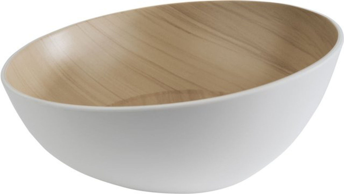 APS Frida Schale rund in Beige/Weiß mit Holzoptik, Ø: 25 cm, 1,6 Liter - Bild 1