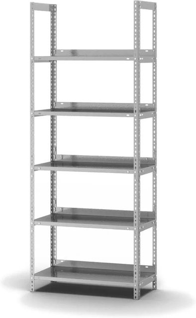 PROREGAL Aktenregal mit Schraubsystem, verzinkter Stahl, Silber, H x B x T: 185 x 75 x 30 cm, 5 Ebenen, Fachlast 60 kg - Bild 1