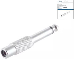 DINIC Audioadapter 6,3mm Monoklinke auf Cinchbuchse in Silber mit Metallgehäuse - Bild 1
