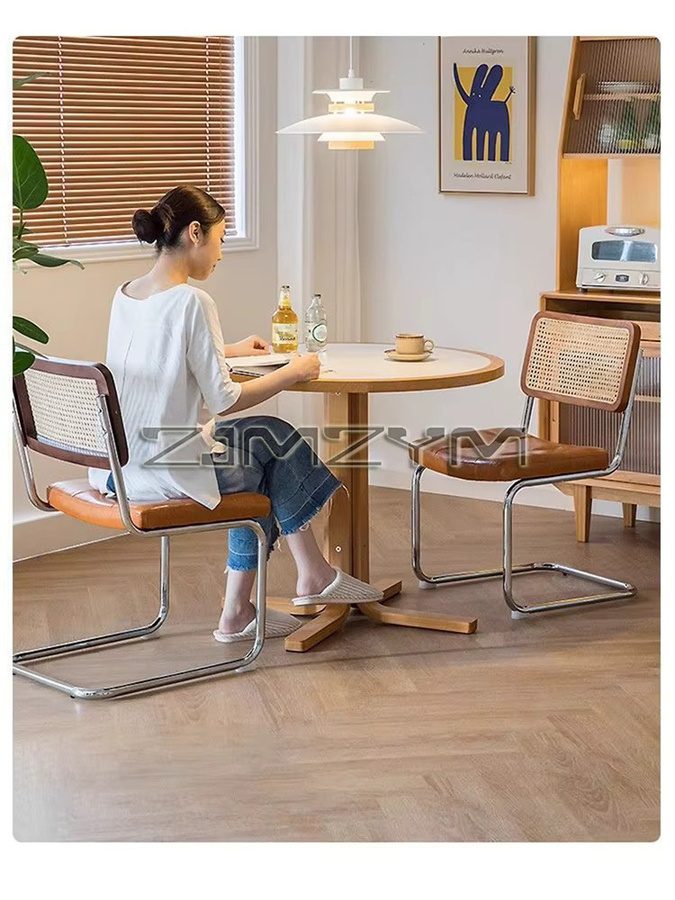 ZJMZYM Esszimmerstuhl im skandinavischen Design mit Rattan-Geflecht in Braun - Bild 4