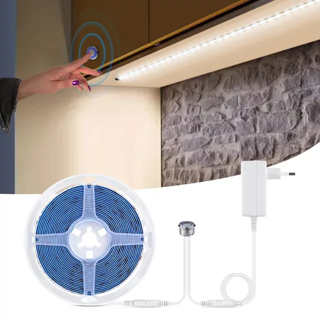 Guillermo DC 12V Metall-Einbau-Touchsensor-Schalter in Silber für stufenlos dimmbare LED-Beleuchtung, Warmweiß - Bild 1