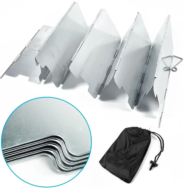 Faltbarer Windschutz für Gasherde aus Aluminiumlegierung, Silber, 9 Platten für Outdoor und Camping - Bild 1