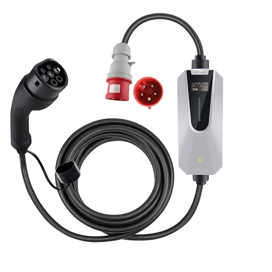 Junsun Mobile Wallbox 11kW Typ 2 EV-Ladegerät in Weiß mit USB-C - Bild 2