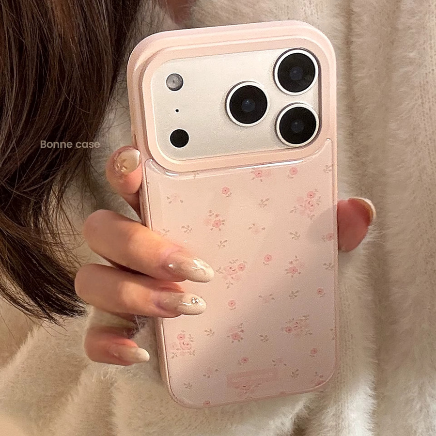 Stoßfeste iPhone Handyhülle mit rosa Blumen und Tropfenkleber Design für Apple iPhone 17, 16, 15, 14, 13 Pro Max Plus in Pink - Bild 2