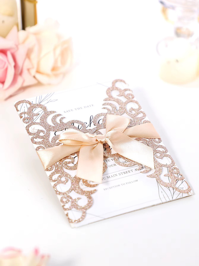 Opjoys Hochzeitseinladungen aus Papier in Gold für Damen und Herren - Bild 1
