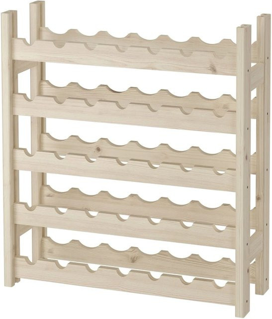 Erst-Holz Weinregal aus Fichte, stapelbares Holzregal für Flaschen, Farbe: Beige/Braun, B/T/H: 80 x 35 x 25 cm - Bild 1