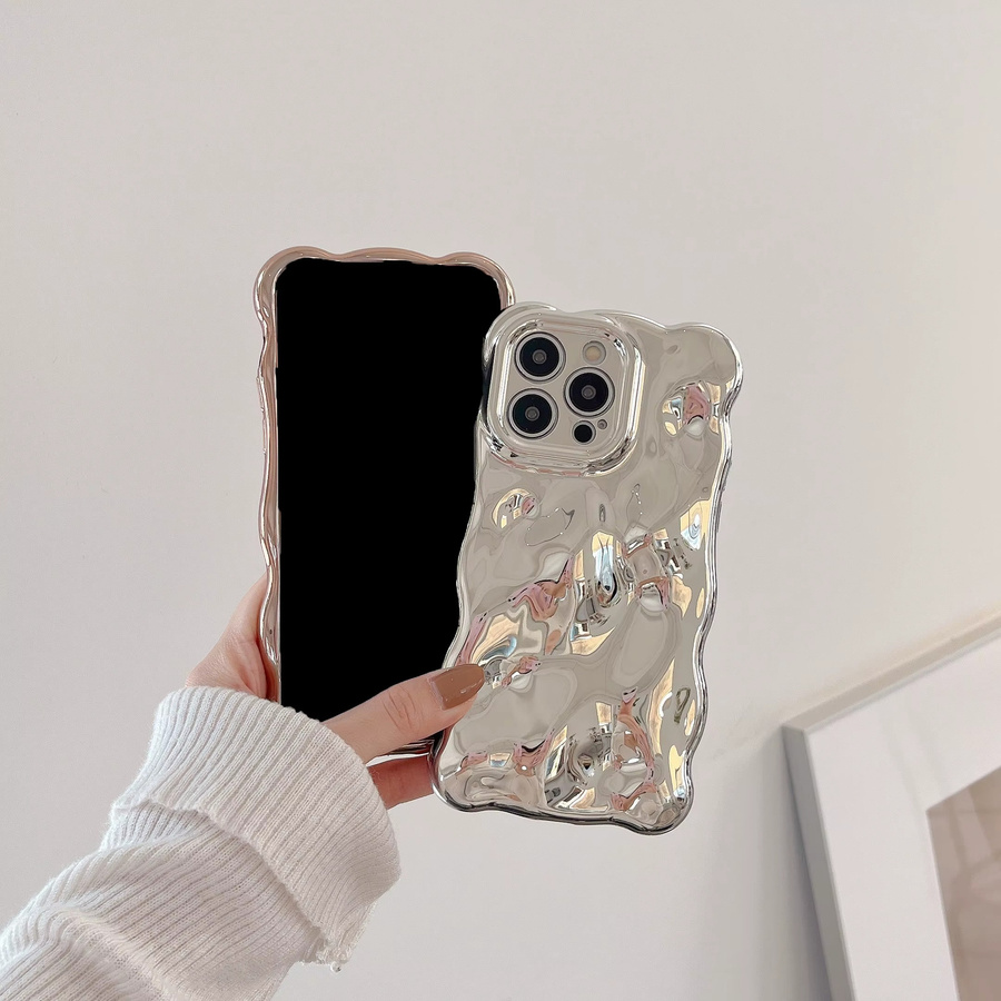 Glitzernde TPU-Handyhülle mit 3D-Wellen-Design für iPhone 11 bis 15 Pro Max in Purple - Bild 2