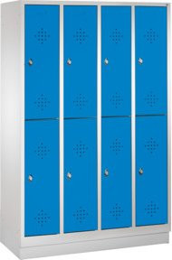 C+P Doppelstockspind Classic auf Sockel mit 8 Fächern, Korpus Lichtgrau und Front Lichtblau, H x B x T: 180 x 119 x 50 cm - Bild 1