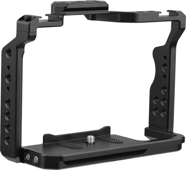 Andoer Kamerakäfig aus Aluminiumlegierung in Schwarz mit zwei Kaltschuhhalterungen und 1/4-Zoll-Gewinden für Sony A7IV und A7III - Bild 1