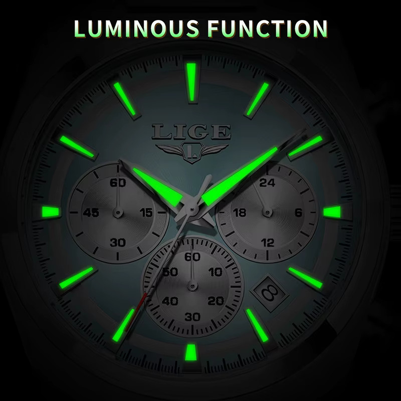 LIGE Chronograph, Quarz, Edelstahl, Silber, Herren - Bild 4