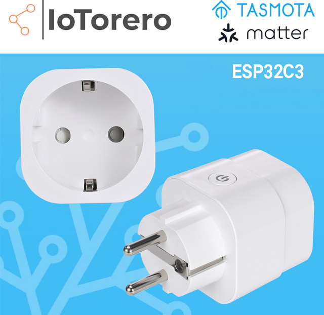 IoTorero Smart Plug mit Tasmota Matter MQTT ESP32C3 Verbrauchsüberwachung 16 A in Weiß für Home Assistant - Bild 1