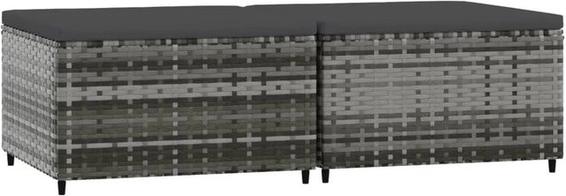 vidaXL Gartenhocker Set aus Poly Rattan mit Kissen in Grau und Anthrazit, 2 Stück - Bild 1