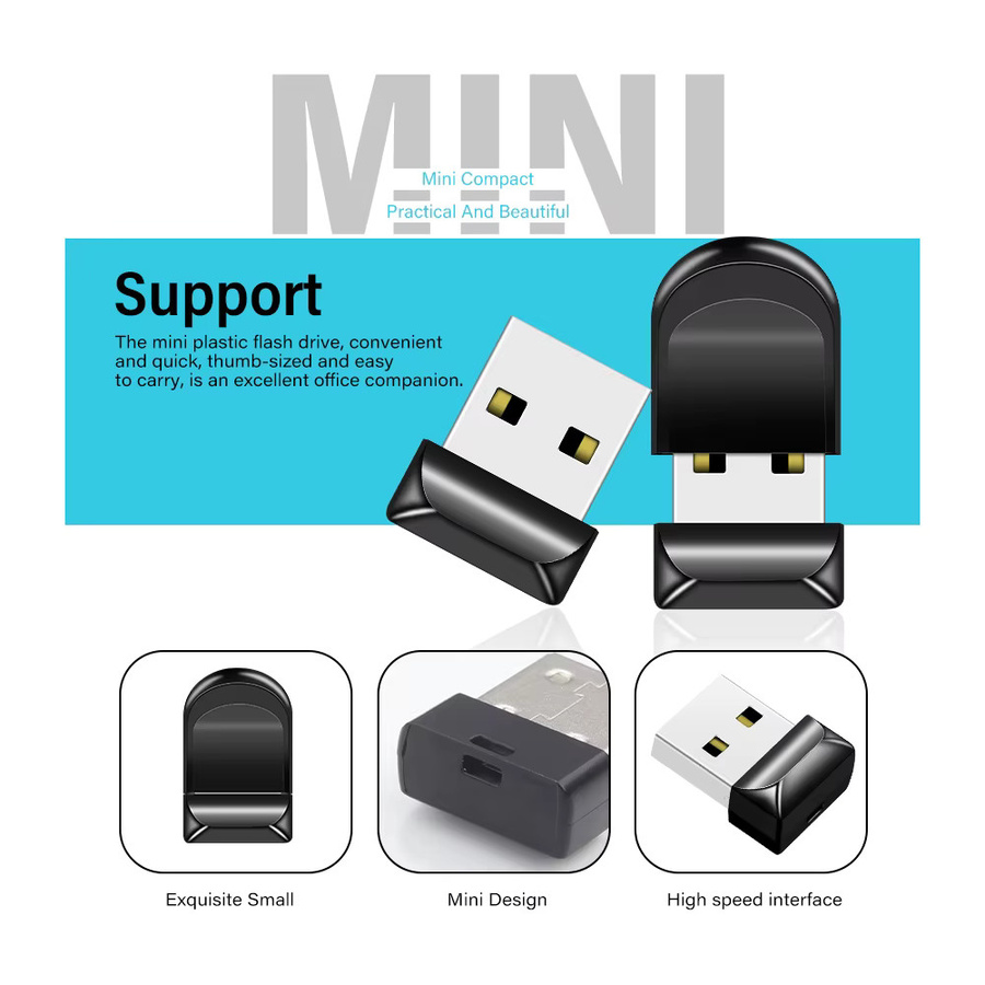 JASTER Super Mini USB-Flash-Speicher aus Metall in Schwarz - Bild 4