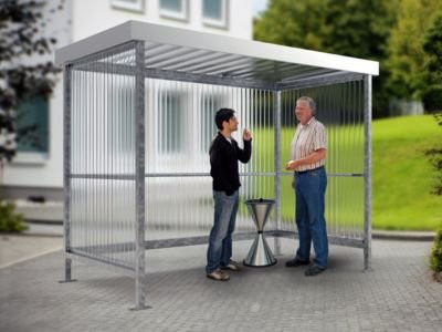 Raucherunterstand WSM Jena Maxi Outdoor für 4-5 Personen, verzinkt, Farbe: Silber, B/T/H: 296 x 158 x 236 cm - Bild 1