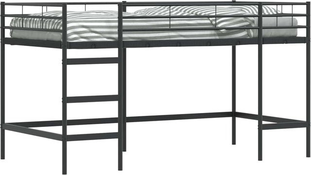 vidaXL Kinderloftbett aus Metall in Schwarz, modern und matt, B/T/H: 80 x 200 x 205 cm - Bild 1