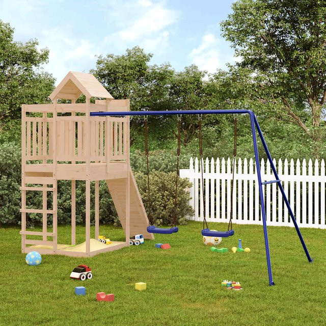 vidaxl Spielplatz für den Garten aus massivem Kiefernholz in Braun - Bild 1
