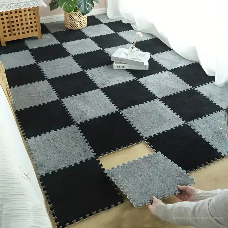 12er Set Verdickte Schaum Puzzle Matte DHDH in Grau und Grün, B/T: 30 x 30 cm, Höhe: 1 cm - Bild 1