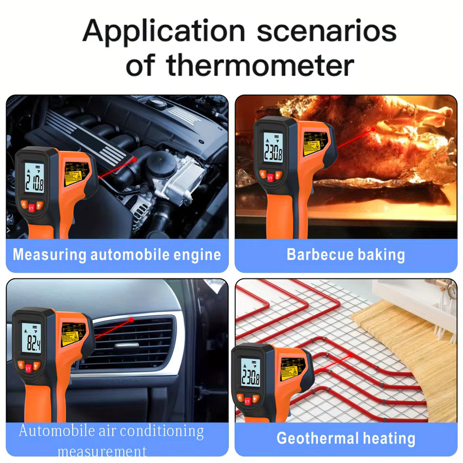 Njty T600 T600A Infrarot-Thermometer Laser-Temperaturpistole Digitales Pyrometer mit LCD-Anzeige in Orange - Bild 5