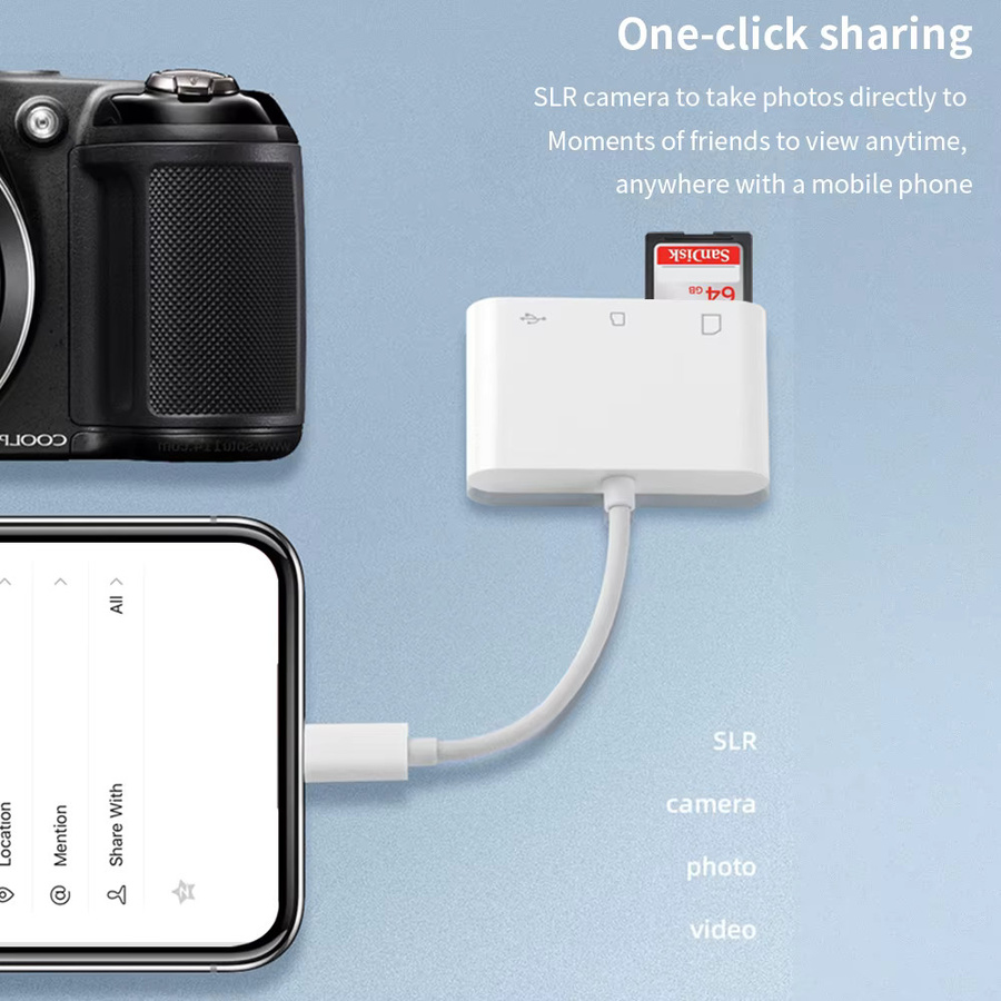 Tishic 3 in 1 USB C Kartenleser für TF und SD Karten in Weiß - Bild 3