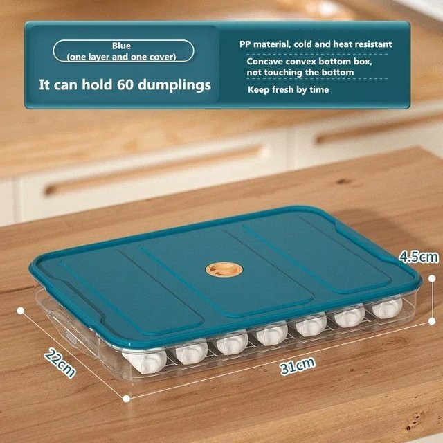 Yiran Furniture Multilayer Knödel Box aus Kunststoff für Lebensmittel und Eier in Weiß und Blau - Bild 1