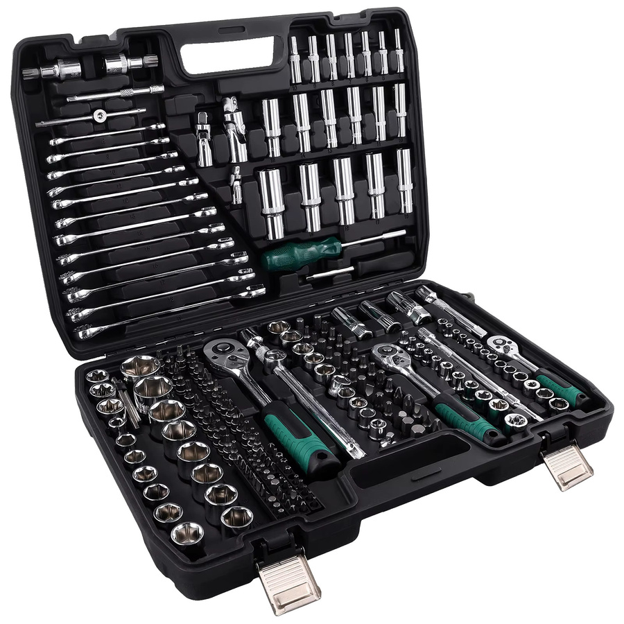 Podofo 216-teiliges Profi-Werkzeugset für Autoreparaturen mit Steckschlüsselsatz 1/4 Zoll, 3/8 Zoll und 1/2 Zoll sowie ergonomischen 24-Zahn-Ratschenschlüsseln - Bild 8