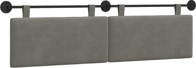 vidaXL Hängendes Kopfteil aus Cordstoff in Grau, Modernes Polsterteil für Schlafzimmer und Wohnzimmer, Breite: 190 cm, Höhe: 55 cm, Tiefe: 5 cm - Bild 1