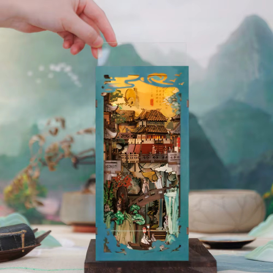 CUTEBEE Antikes Buchecke-Puppenhaus-Set, 3D-Puzzle, mit Touch-Licht - Bild 2