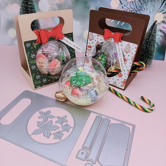 Alinacutle Metall-Stanzform Geschenk-Handtasche mit Kunststoffkugeln in Silber für Scrapbooking und Papierhandwerk - Bild 1