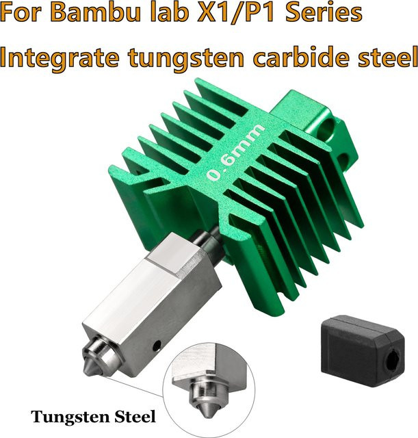 Bambu Lab Hotend-Kit mit einteiliger Wolframkarbid-Stahldüse für FDM 3D-Drucker Ersatzteile, Grün - Bild 1