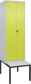 C+P PSA Doppel-Spind Classic PLUS Sitzbank mit 2 Abteilen und Kunststoff-Sitzfläche, B/T/H: 212,0 x 60,0 x 81,5 cm, Farbe: Grau/Grün - Bild 1