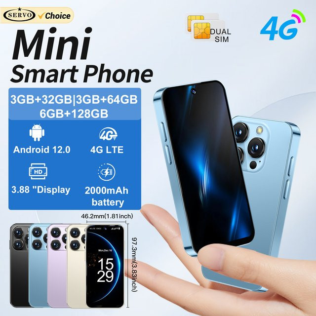 SERVO 19Pro Mini Smartphone mit 3,88 Zoll Display, 4G LTE, Android, Dual-SIM, WLAN und Play Store in Blau - Bild 1