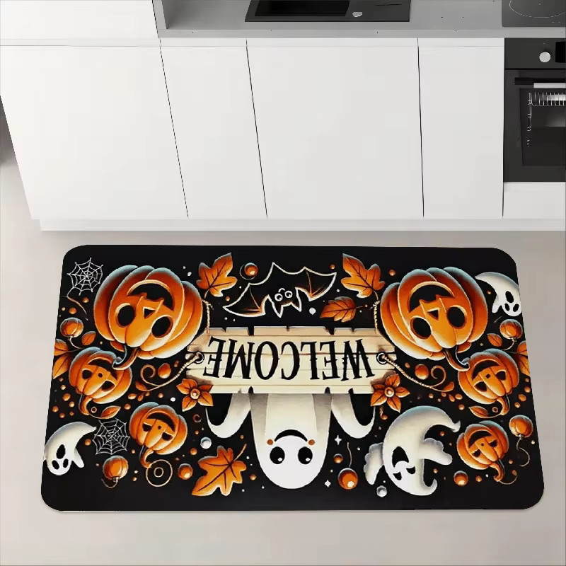 VIKAMA Halloween Teppich mit Geister- und Kürbis-Motiv, wetterfeste Fußmatte für Wohnzimmer oder Outdoor, Mehrfarbig, B/T: 60 x 40 cm - Bild 3