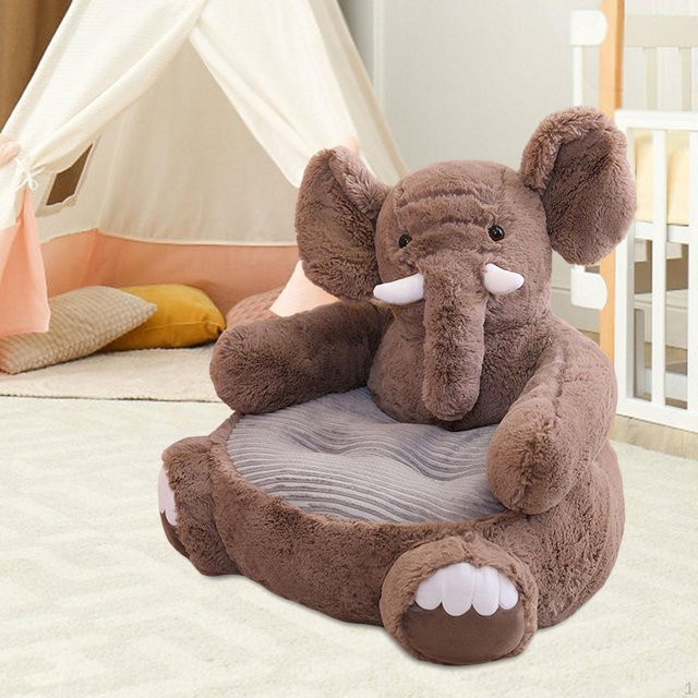 HappyToy Kinder Sessel Elefant in Braun mit Armlehnen aus Stoff - Bild 1
