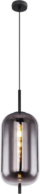 GLOBO Pendelleuchte Blacky in Schwarz mit rauchtransparentem Glas und Metall, Höhe: 120 cm, Durchmesser: 22 cm, E27 Fassung - Bild 1