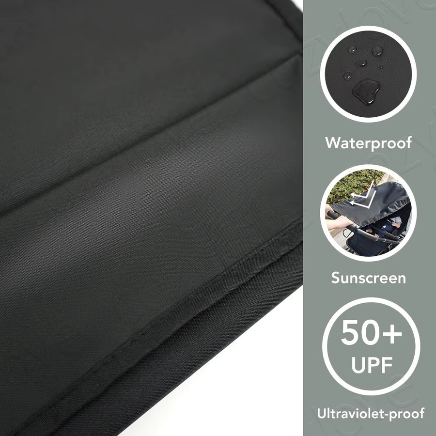 Kisslanding Universeller Sonnenschutz für Kinderwagen mit UPF 50+ UV-Schutz, wind- und wasserdicht, Grau - Bild 5