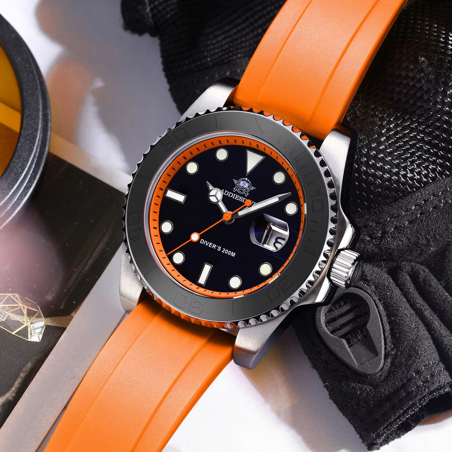 ADDIESDIVE Armbanduhr, Quarz, Edelstahl, 41 mm, Silikon, Herren - Bild 4