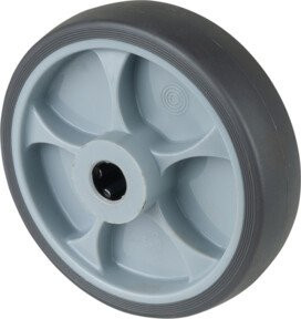 BS Rollen Ersatz-Rad aus Gummi in Grau, Durchmesser: 125 mm, Tragkraft: 120 kg, Achsdurchmesser: 15 mm, Nabenlänge: 50 mm - Bild 1