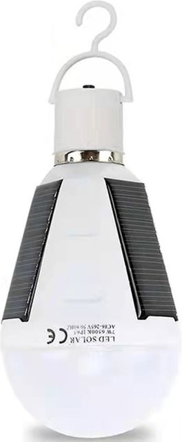 Dengsum E27 Solar-LED-Lampe wiederaufladbar, weiße Notfall-Glühbirne für Außenbereich, Camping und Reisen - Bild 1