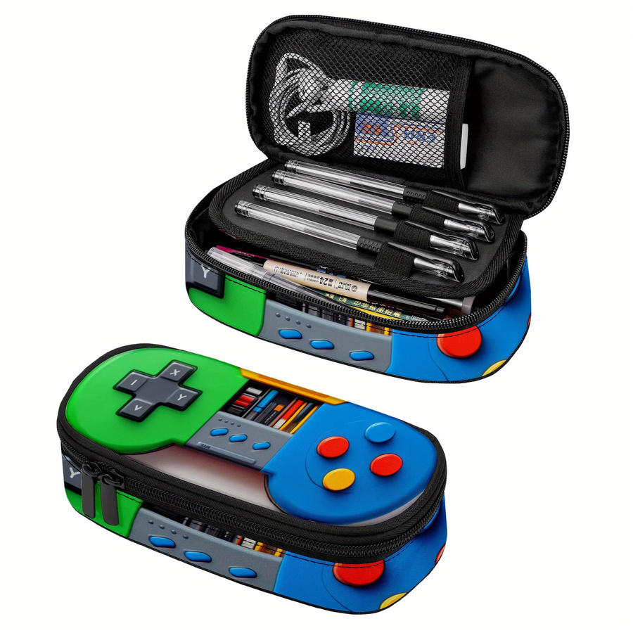 Gamepad Design Federmäppchen mit Controller-Muster für Teenager in Schwarz und Multicolour - Bild 2