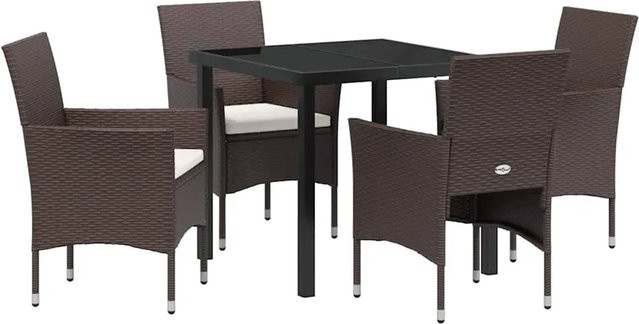 vidaXL 5-teiliges Gartenmöbelset aus Poly-Rattan in Braun mit pulverbeschichtetem Stahlrahmen - Bild 1