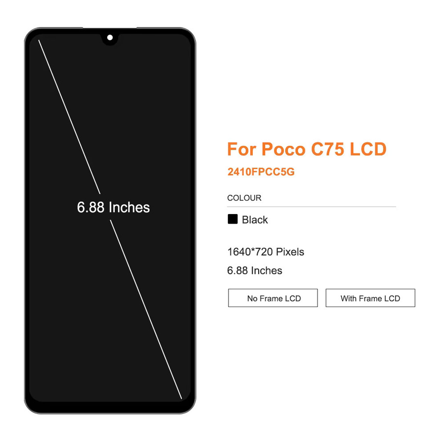 Xiaomi Poco C75 LCD Touch Screen Digitizer Montage Ersatz Display Schwarz 6,88 Zoll für 4G/5G Modelle - Bild 2