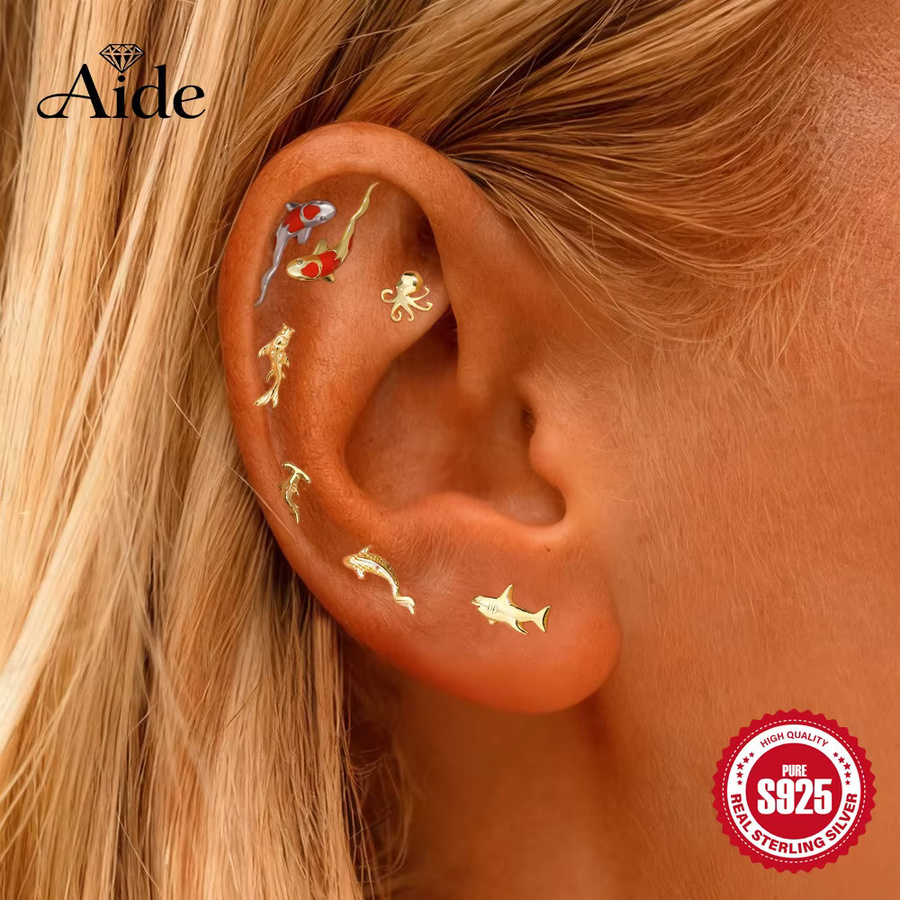 AIDE Piercing-Ohrringe, 925 Silber, Zirkon, Damen - Bild 2