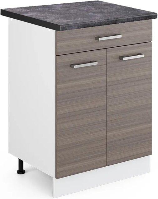 Vicco Küchenunterschrank R-Line Grau/Weiß mit Schublade in Anthrazit, Breite: 60 cm - Bild 1