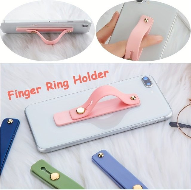 WSSHE Teleskop-Fingergurt für iPhone Pro Max, selbstklebender Handyhalter mit Fingerring-Schnalle in Grau - Bild 1