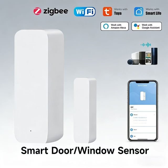 Tuya Smart Home Sicherheits-Tür- und Fenstersensor in Weiß mit WiFi und Zigbee 3.0, kompatibel mit Alexa und Smart Life - Bild 1