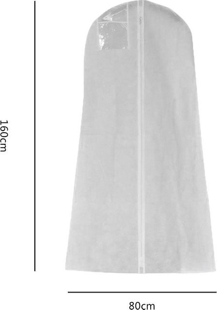 Haven Home Kleiderschutzhülle für Brautkleider aus Vliesstoff, Staubdichte Aufbewahrungstasche für Hochzeitskleider, Farbe: Weiß, Höhe: 160 cm, Breite: 80 cm - Bild 1