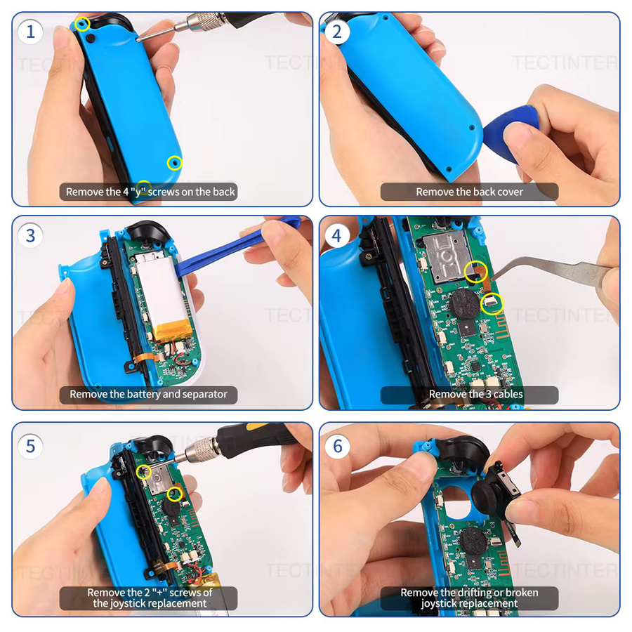 Hall-Effekt-Joystick Ersatzteil für Nintendo Switch, Lite und OLED in Schwarz als 3D Analog Reparaturset und Controller Daumenstick - Bild 4