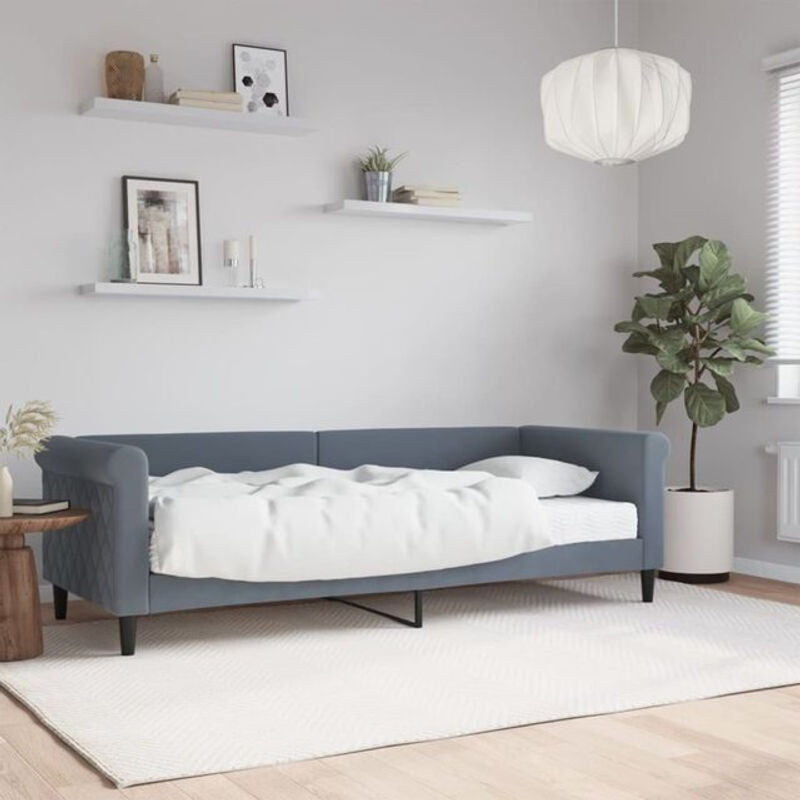 Vidaxl Polsterbett Tagesbett mit Matratze aus Samt in Anthrazit B/T/H: 200 x 80 x 90 cm - Bild 1