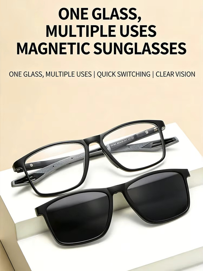 KANSEPT Clip-On-Sonnenbrille, Unisex, Vollrand, rechteckig, black - Bild 5