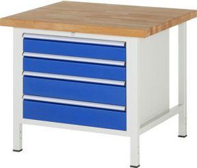 Rau Werkbank 8262A2 höhenverstellbar mit 4 Schubladen, Multicolor, B: 100 cm, T: 90 cm, H: 84-104 cm - Bild 1